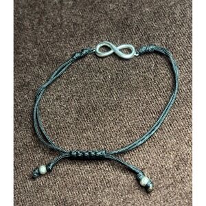 925 Sterling Silver Infinity Symbol Black Cord Adjustable Bracelet Friendship